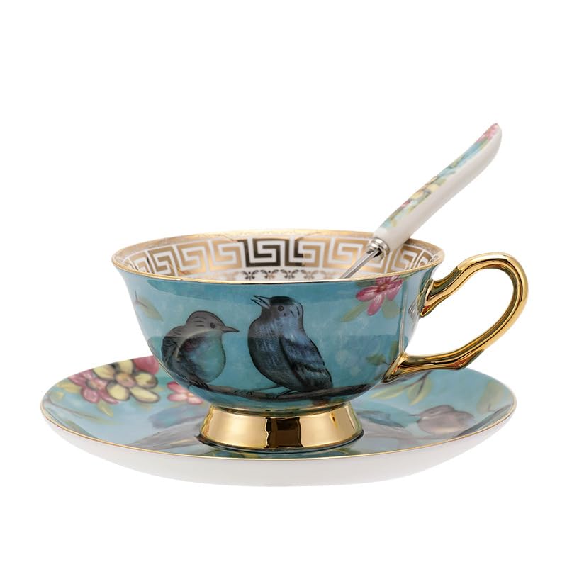 YAIUNHIQ Tazze da tè in Porcellana fine Bone China, Tazza da caffè e piattino, Servizio da tavola, Tazza da caffè in Porcellana, Tazza da tè in Ceramica,A
