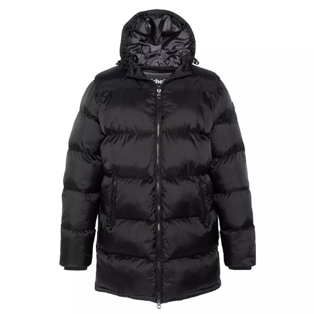 Schott Nyc Men's Black And Silver Schott Micks Mid-Length Hooded Puffer Jacket, M