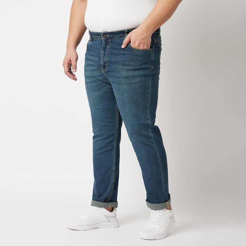 Image of Zush Men's Mid Rise Regular Fit Dark Blue Color Plus Size Stretchable Jeans