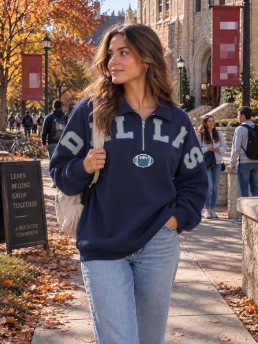 QLIPIN Football Sweatshirt Women Game Day Quarter Zip Pullover Top for Fan - image 5