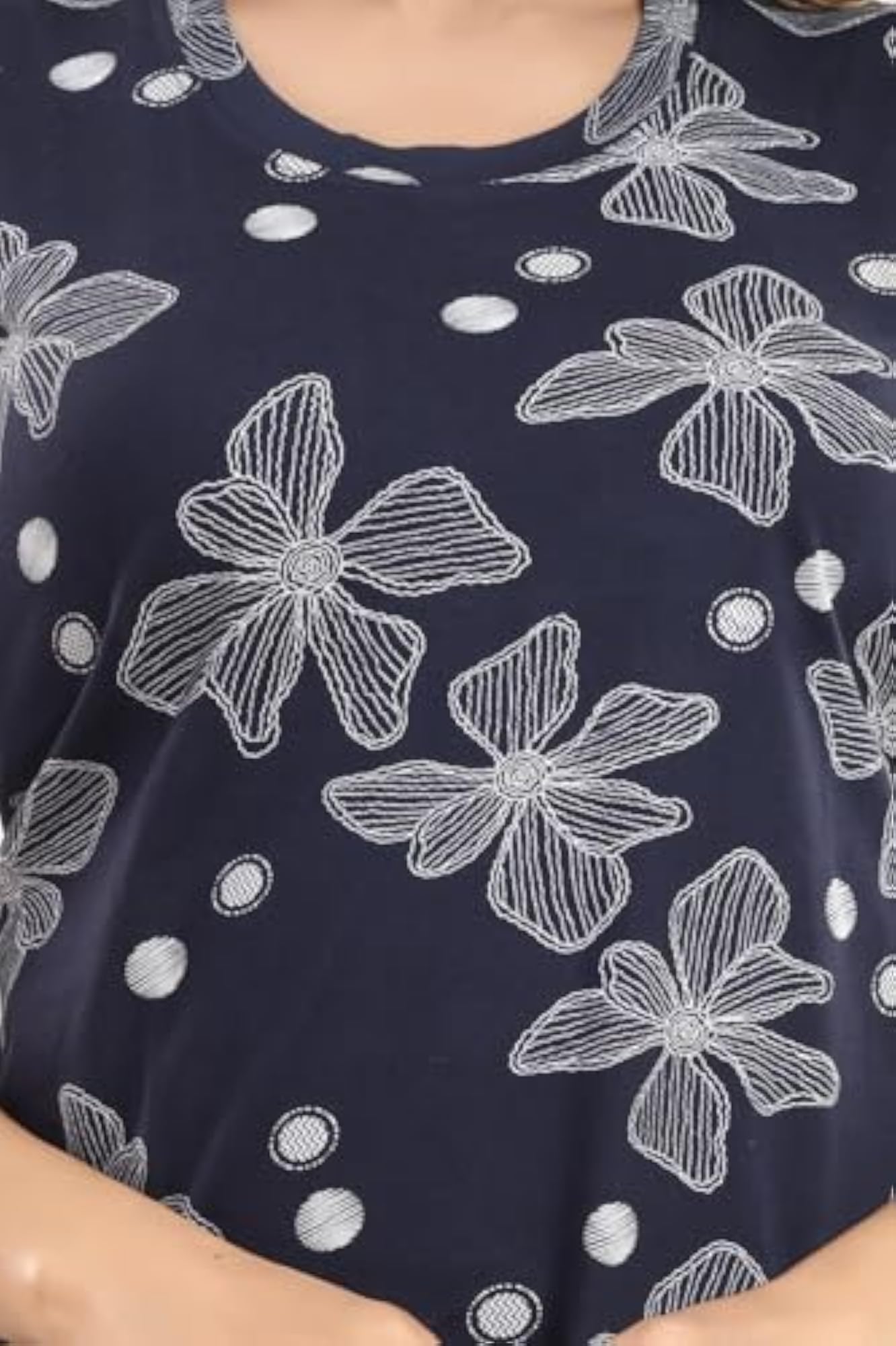 Floral Printed Knee Length Plus Size Nightdress