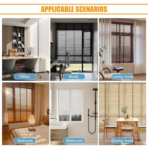 Miniatura 6 de Genérico Ppersianas De Madera 40cm 60cm 80cm 100cm 120cm 140cm 160cm Para Ventana, Sin Cuerdas, Oscuridad Total, Privacidad Para Hogar Cocina Habitación Marrón