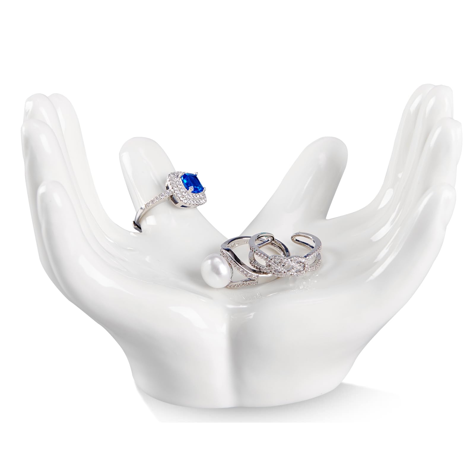 PiudeeHand Ring Holder Ring Stand Jewelry Organizer, Hand Shape Ring Holder Engagement Gift Wedding Ring Holder Dish, Unique Gifts for Women Birthday Christmas