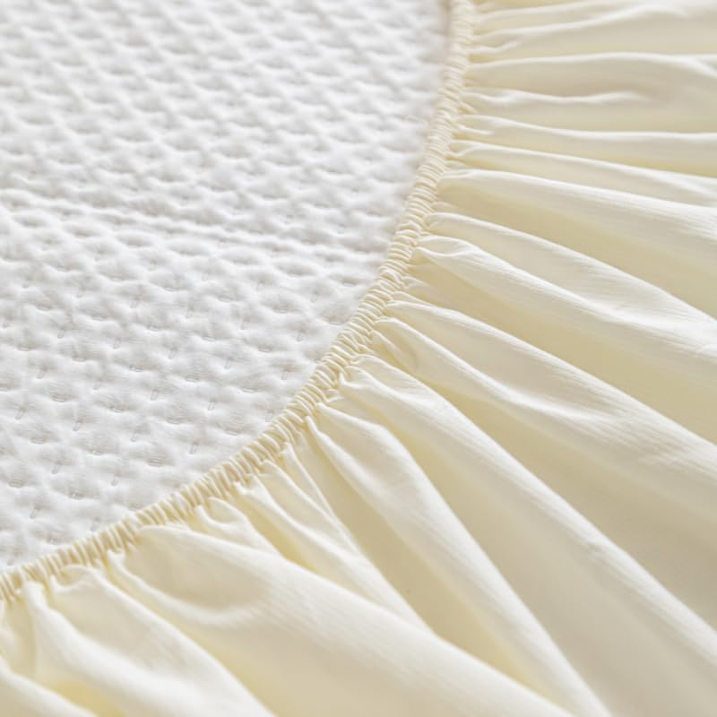 Mattress Protector,Elastic Fitted Breathable Fitted Sheet,with Deep Pocket for 6-18 inches Mattress,for Kids Teenager Bedroom (White,Queen)