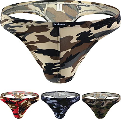 Men's Camouflage Thong Underwear Thong Panties Multi-Pack