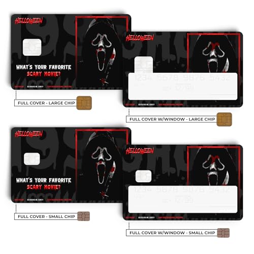 Helloween Ghost Face Credit Card Skin Debit Card Stickers for Key, Debit, Credit, Bank Card 4PCS Card Skin for Adults.2