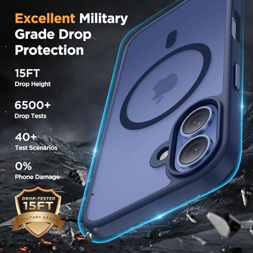 Image of Miracase Magnetic Series for iPhone 16 Case [Compatible with MagSafe] Military-Grade Protection, Anti-Fingerprint, Slim Phone Case for iPhone 16 6.1 inch - Dark Blue
