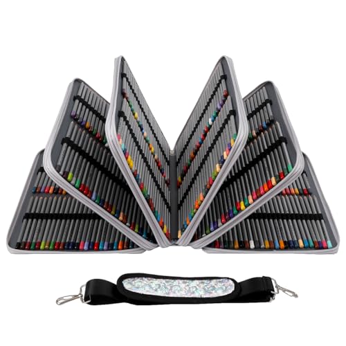 Image of Large Capacity Colored Pencil Case - 500 Individual Slots PU leather with Zipper Closure Portable Organizer for Watercolor Pencils Ideal for Artists(Silver)
