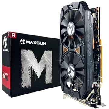 MOUGOL Placa de Vídeo AMD Radeon RX580 8GB 2048SP GDDR5 256 bits, placa de vídeo para jogos de PC com DP HDMI DVI PCI Express x 16 3.0 placa de vídeo para jogos com ventiladores duplos (Preto-maxsun)