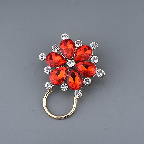 Image of NOUMANDA Ruby Red Rhinestone Flower Eyeglass Holder Crystal Magnetic Brooch Pin Women Girls Gift Jewelry