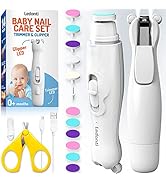 Baby Nail Trimmer Electric (Rechargeable) - Baby Nail Clippers & File with Light for Newborn, Inf...