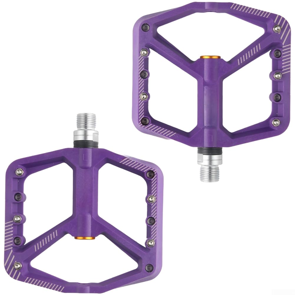 Nylon Fibre Bike Pedals with Sealed Bearings for Mountain Road Cycles - Wide Anti-Slip Platform 11cm(purple)