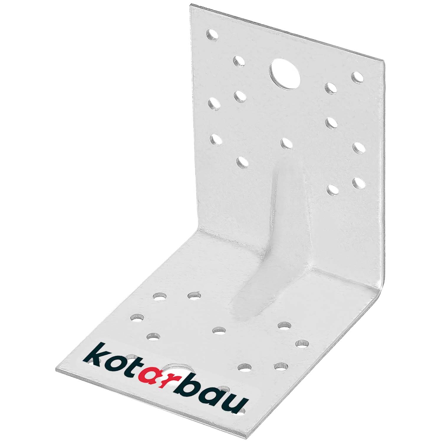 KOTARBAU® Winkelverbinder - 100 x 100 x 80 mm - verzinkter Stahl - mit Sicke - Metallwinkel 90 Grad - Silber - Holzverbinder - Schwerlastwinkel - Holzwinkelverbinder