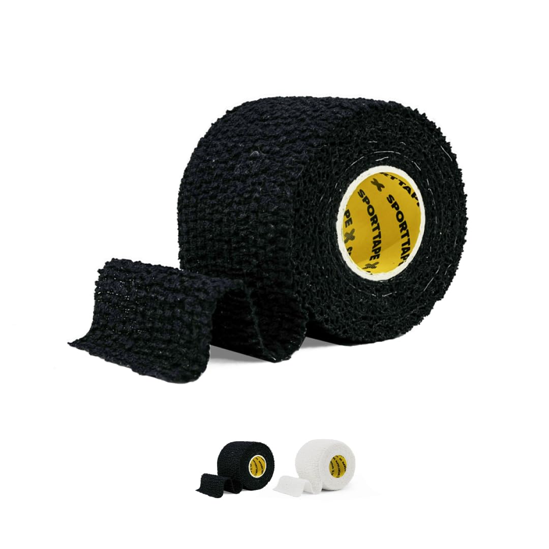 SPORTTAPE Tearable 5 cm x 4.5 m Elastic Adhesive Bandage EAB – Strong-Grip, Breathable Sports Tape | Rugby Lifting, Joint Support, Compression & Thumb Taping – Black Single Roll