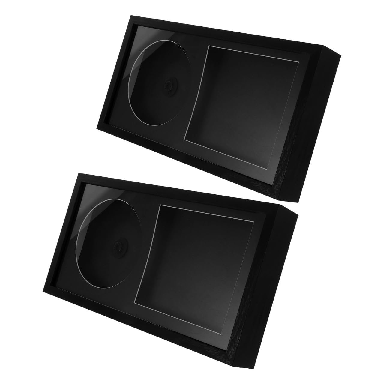 Luxshiny 2 Pezzi Cornice Esposizione Dischi in per Nero con di e Mdf Album Doppia Scanalatura, Mensola da Parete Flottante Protezione di CD e Copertine Musicali