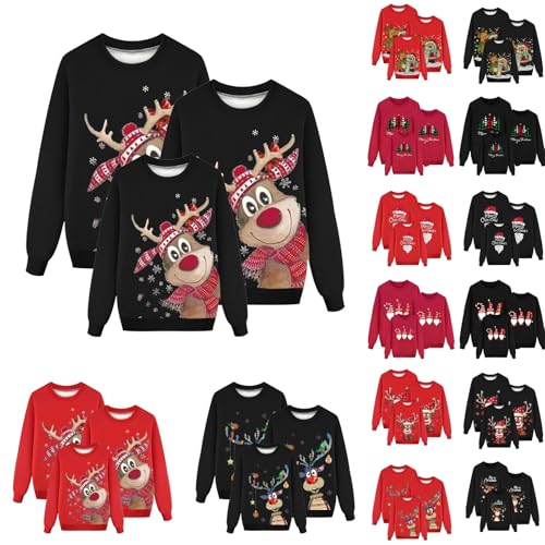 Genérico Sudaderas Navideñas Familiares Suéter Familia Invierno Jersey Navideño Familiar Manga Larga Pullover Christmas Jumper Blusas Abrigo Tops 3