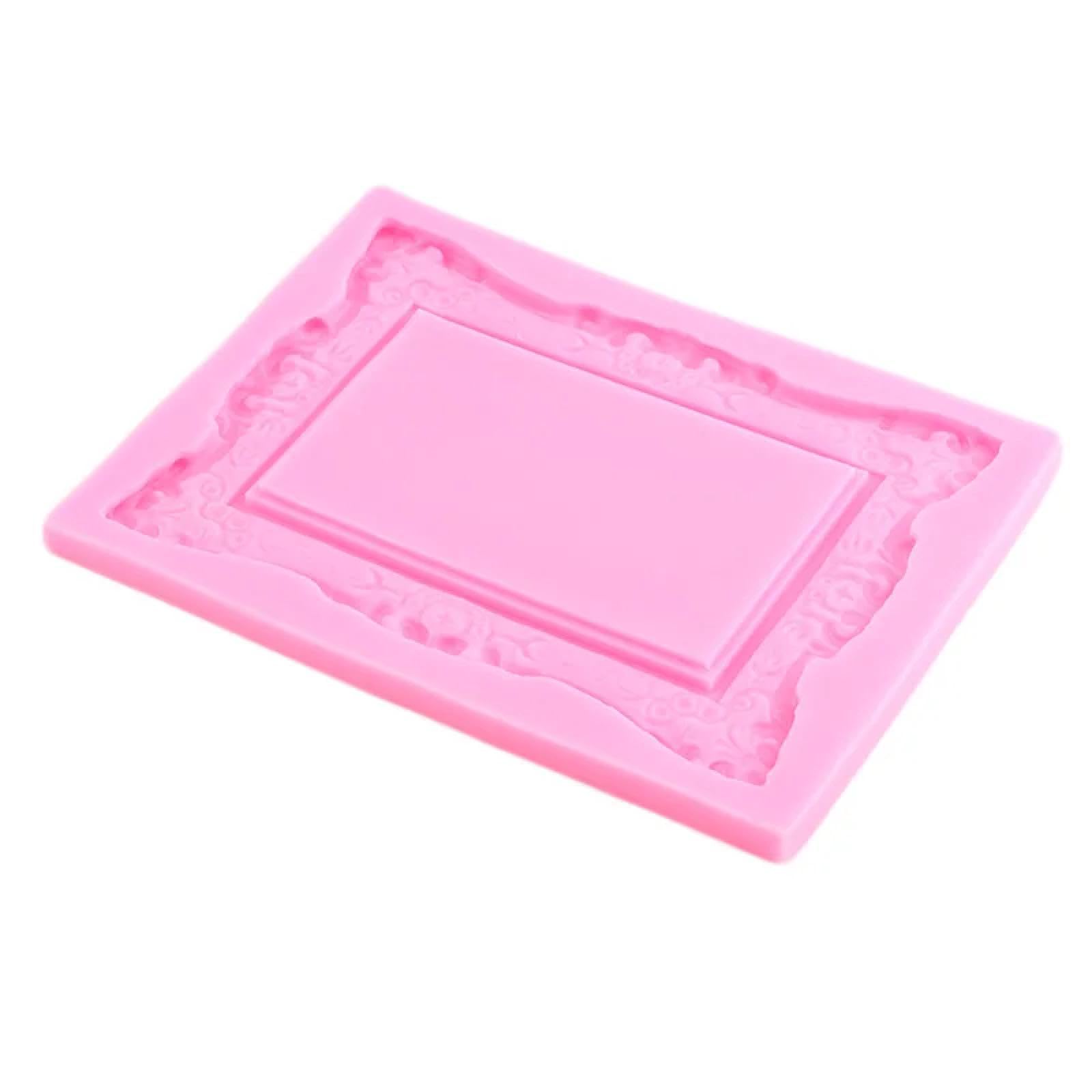 Moldes de silicona para fondant, marco de fotos de 17,5 x 12,3 cm, marco de fotos para fondant, molde de silicona, herramientas de decoración de pasteles, molde de arcilla de chocolate y caramelo