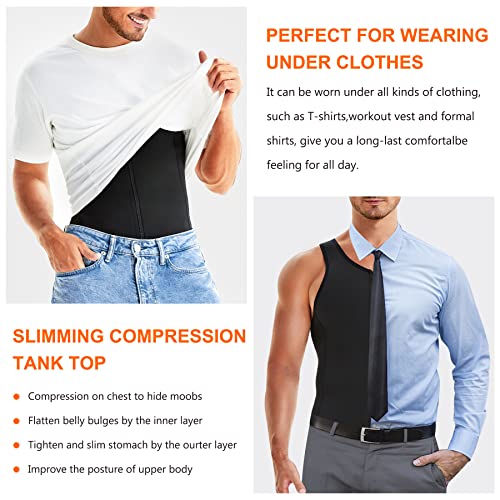 Wonderience Men Shapewear Slimming Body Shaper Compression Shirt Tank top with Zipper Underwear For tummy control4