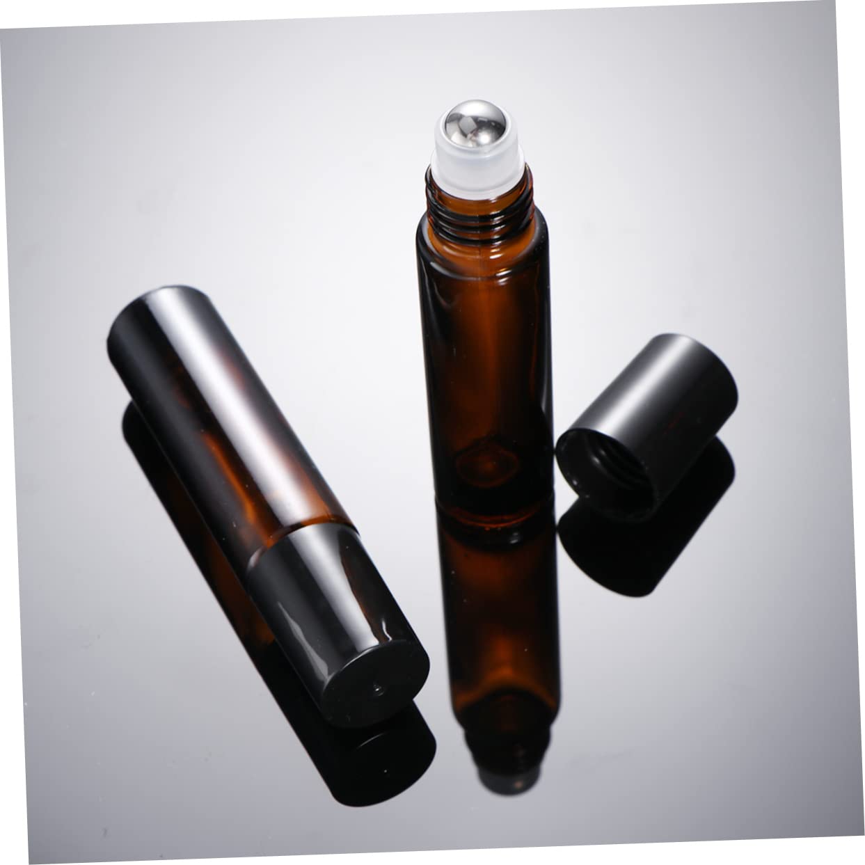 POPETPOP Flacons Roll-on en Verre Marron 10ml Rechargeables, Lot de 24