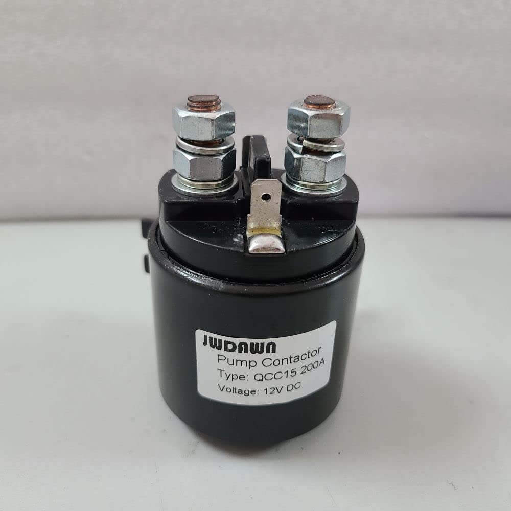 JWDAWN QCC15 200A Hydraulic Pump Motor Contactor 12V 24V Coil 200 Amp Pump System Solenoid Relay Switch Electric Pallet Truck Stacker Forklift Material Handling Cart Lift Aerial Platform (QCC15 12V)