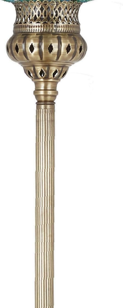DEMMEX 10" Diameter Largest Mosaic Globe Turkish Floor Lamp, Handmade Moroccan Standing Lamp, Antique Brass Finish, 5.5 ft Tall (Multicolored)