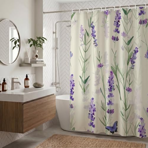 Rideau de douche lavande 140x190cm en polyester imperméable - 2