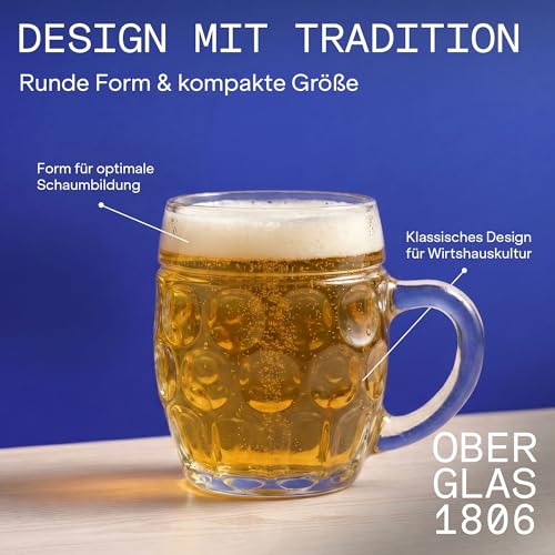 Oberglas Tübinger Bierkrüge mit Henkel Bierkrug 300 ml, 6er-Set – Ansicht 5