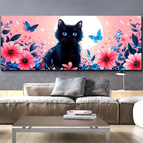 Diamond Painting Chat Adulte 50x150cm Mefooge Fleur Broderie Diamant