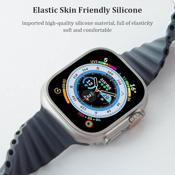Image of Ocean Band Strap Compatible Apple Watch Strap 42mm 44mm 45mm 49mm Ultra, Soft Silicone Replacement Sport Band for iWatch Series 8 /7 /6 /5 /4 /3 /2 /1 SE Adjustable Breathable Wrist Strap