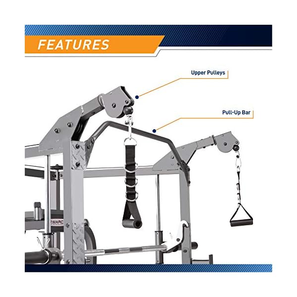 Marcy Smith Cage Machine with Workout Bench and Weight Bar Home Gym Equipment SM-4008