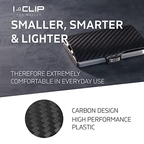 I-Clip Original Mini Wallet With Moneyclip - Slim Wallet - Leather Wallet - Premium Wallet - Cardholder - Silver Carbon #TOP3