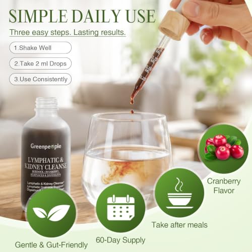 GREENPEOPLE Lymphatic Drainage & Kidney Cleanse & Detox Drops, 60ml(2 Pack) | Lymphatic Drainage Supplements with Cleavers, Echinacea & Dandelion for Fluid Balance, Daily Cleanse, Immune & Lymph Support - image 9