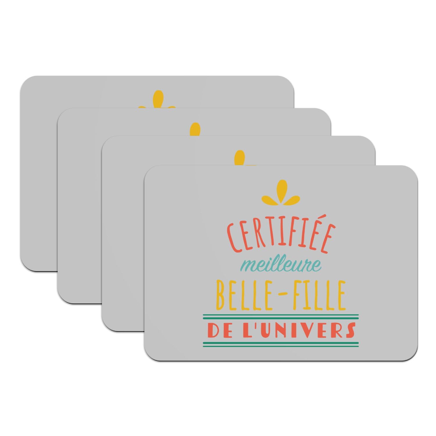 Sets de table Meilleure Belle Fille de l'univers en caoutchouc grand format gris