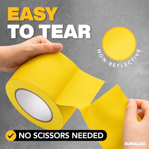 Image of Gaffers Tape Heavy Duty, Easy to Rip, Residue-Free Professional Grade Floor Tape for Electrical Cords, Matte Finish Non Reflective, Weather Resistant (1, Yellow, 3 inch x 30 Yards)