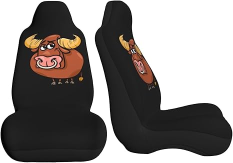 Cartoon Taurus Constellation Car Seat Covers Front Seat Covers Protector Car Interior Decor Set of 2 Fit Most Car Seat Covers for Car SUV Truck Sedan