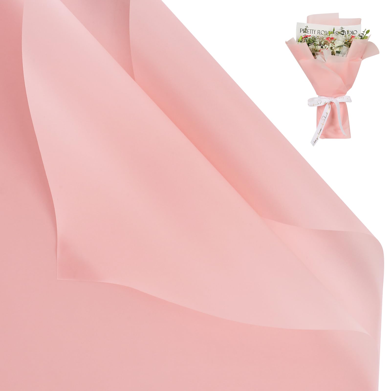 20 Sheet Flower Wrapping Paper-Waterproof Bouquet Paper (Misty Light Pink) | Floral Bouquet Wrapping Paper, Florist Supplies Packaging Paper for