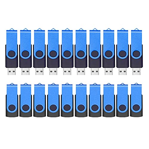 ABLAZE Flash Drives 2GB 20 Pack, USB 2.0 Thumb Drive Bulk with Lanyards Swivel Memory Stick U Disk 2GB Pendrive USB Pack (Blue)