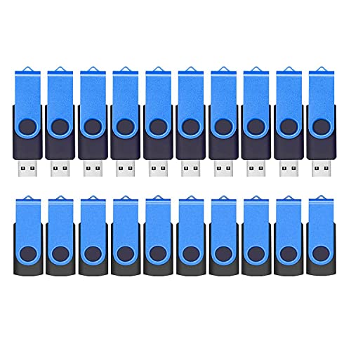 2GB 20 Pack Flash Drives Bulk, ABLAZE USB 2.0 Thumb Drives Bulk with Lanyards Swivel Memory Stick Bulk Flash Drives 20 Pack 2GB Pendrive Jump Drive USB 20 Pack (2GB 20 Pack, Blue)