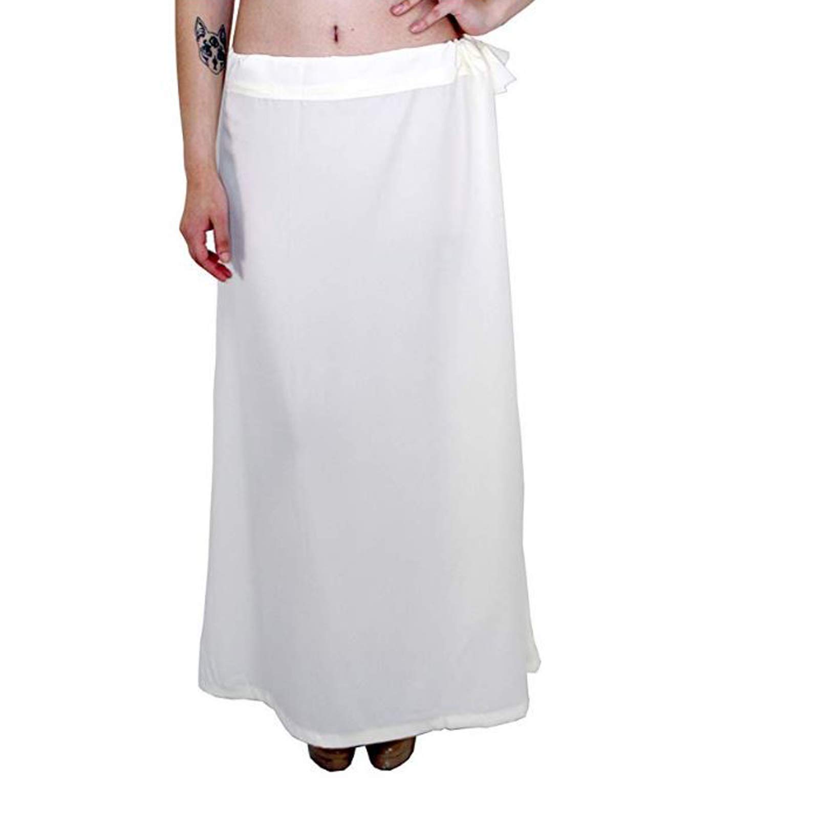apsra ls Sari Petticoat Cotton Indian Saree Petticoat Adjustable Waist Sari Skirt White-picture-24