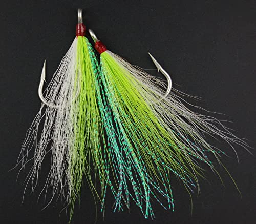 Bucktail Teasers Fishing Hook - 8Pcs Saltwater Fishing Jig Stainels Steel Hook With Crystal Flash Feather Fluke Fishing Lures For Fluke Catfish #TOP4