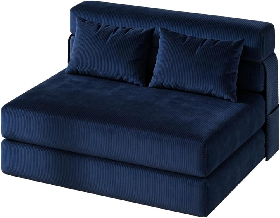 GarveeHome Folding Sofa Bed, 2 in 1 Sleeping Chair with Cushion, Portable Lounger for Living Room and Bedroom, Extendable Two Seater to Bed (182 x 71 x 15 cm)