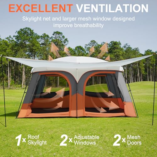 Image of Vidalido Tents,6-8 Person Camping Tent with Extended Vestibule,2 Room Weather Resistant Family Tents,Easy Install Waterproof Outdoor Tent for Backpacking and Camping Hiking