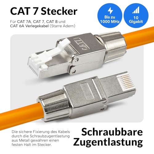 2. Bild von VESVITO 4x CAT 7 RJ45 Stecker 10 GBit/s Netzwerkstecker werkzeuglos PoE für CAT8 CAT7A CAT7 CAT6A Netzwerkkabel, Verlegekabel, Installationskabel, AWG 22-24, LAN Kabel Crimpstecker