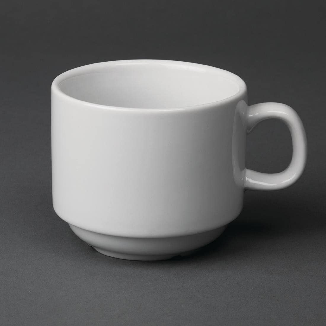 Olympia White Ware Stacking Tea Cups 200Ml 7Oz Coffee Espresso Milk Jugs 12pc