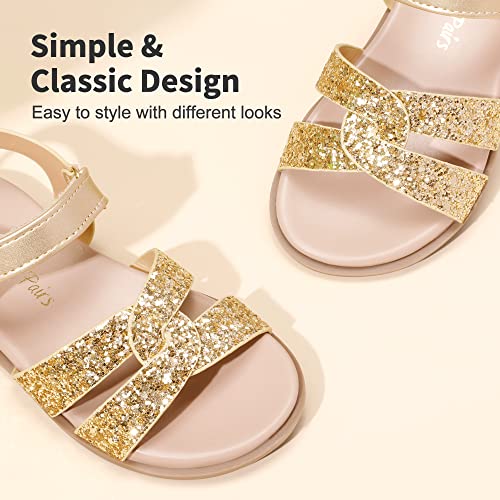 Image of DREAM PAIRS Girls Sandals Open Toe Princess Flat Sandals Strappy Summer Shoes Toddler /Little Kid