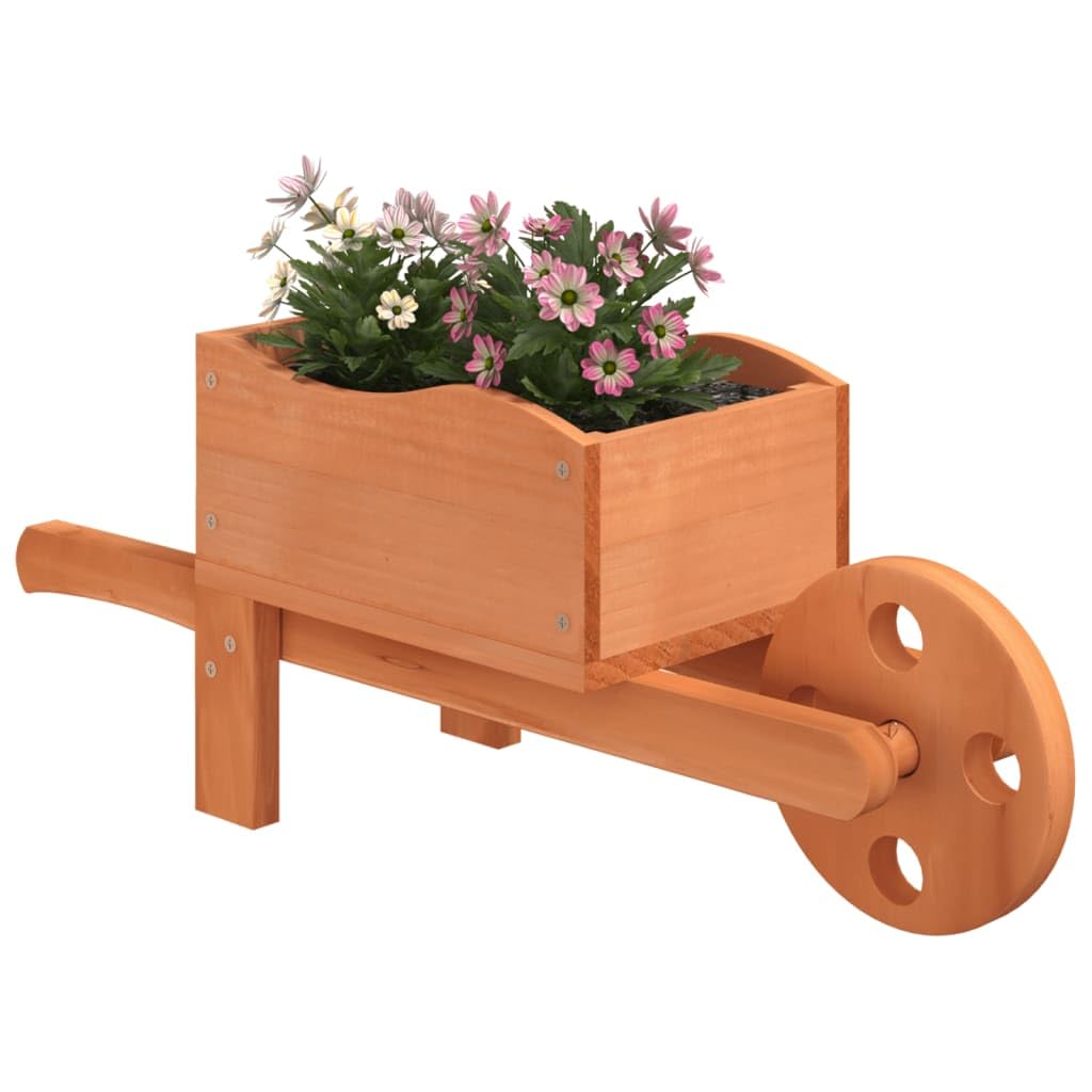 Juego de 2 maceteros con diseño de carretilla, 47 x 15 x 19 cm, de madera de abeto, para jardín, terraza, balcón