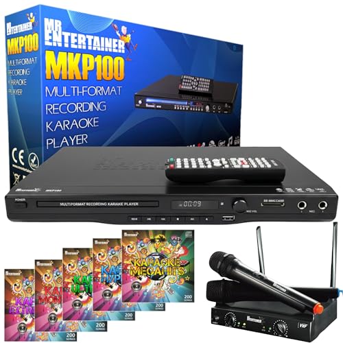Mr Entertainer MKP100 CDG DVD MP3G Karaoke Machine Player. HDMI/Record/Rip/USB (Wireless Microphones + 1000 Songs)