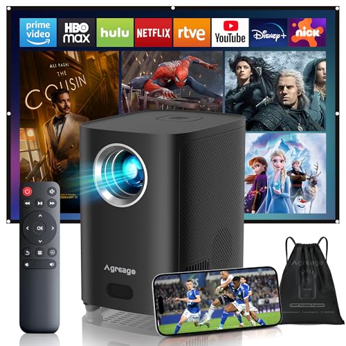 [Electric Focus] Projector with WiFi and Bluetooth, Native 1080P 15,000 Lumens 4K Supported, Agreago Outdoor Movie Projector for Home Theater UP to 300', for iOS/Android/TV Stick/HDMI/USB