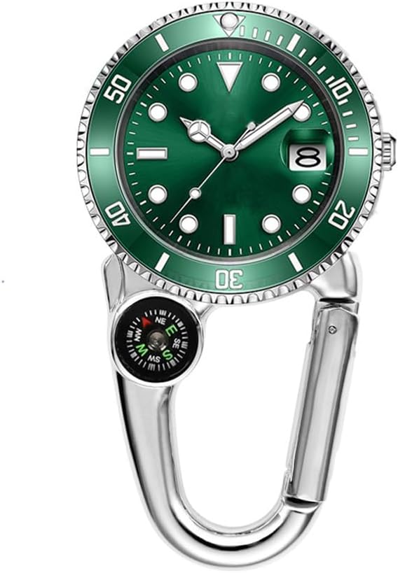 Weicam Unisex Nurse Doctor Analog Quartz Compass Corkscrew FOB Outdoor Carabiner Pocket Watch with Luminous Calendar Hiking Watches Backpacks Watch