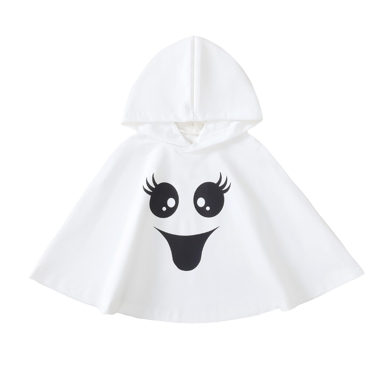 MoKid Ssdwer Kids Toddler Boy Girl Halloween Costume Ghost Smile Embroidery Cloak Hooded Cape Poncho Fancy Party Cosplay Outfits (A White 1, 3-4T)
